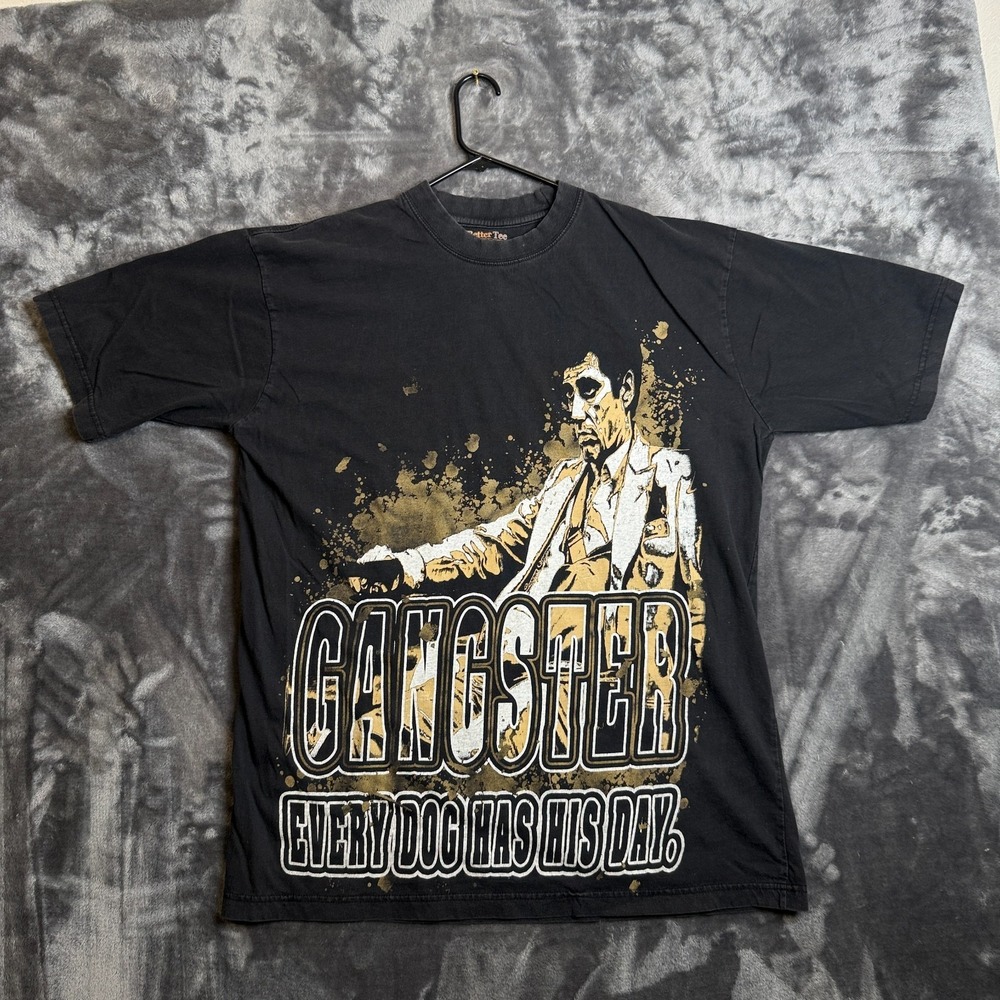 Vintage Y2k Al Pacino Tony Montana Scarface Black Short Sleeve Shirt Size 2XL